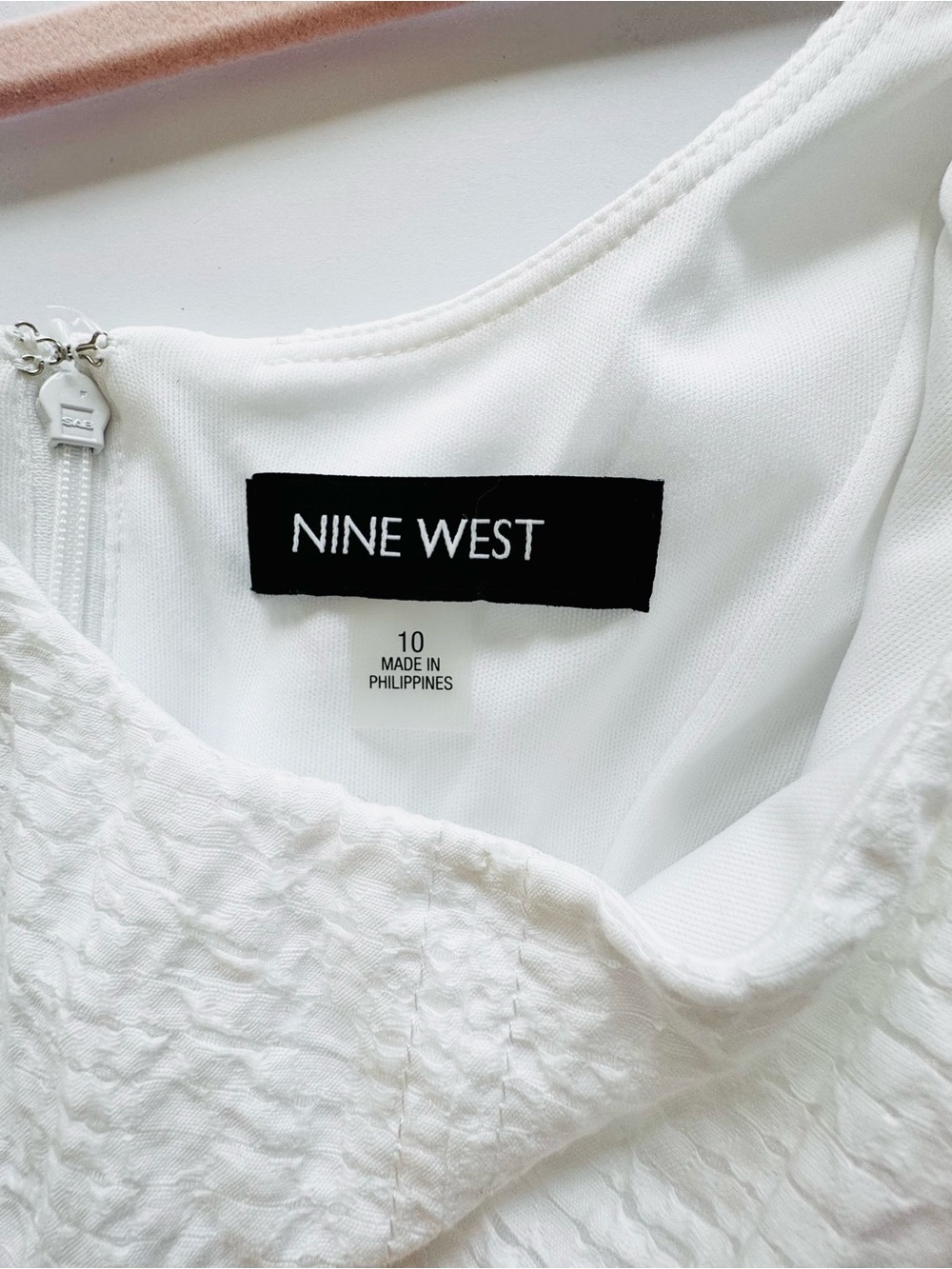 Nine West White Textured Sleeveless Fit & Flare Dress Lined Size 10 - Picture 5 of 15